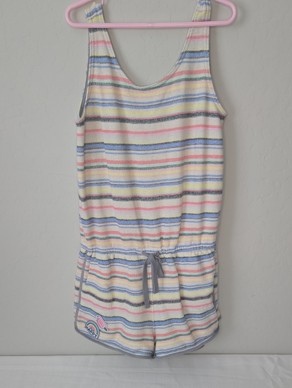 Justice Pastel Striped Knit Tank — Pink, Blue, Yellow, Green, Gray